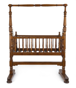 A Colonial Australian cradle, Tasmanian blackwood, most likely Melbourne origin, circa 1860, ​150cm high, 120cm wide, 52cm deep