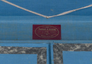 A domed top cabin trunk by Pocknall & Hosking of Fitzroy, Melbourne, interior fitted with blue cloth lift-out compartments, exterior bound in Tasmanian oak and brass, 19th century, 49cm high, 94cm wide, 54cm deep - 3