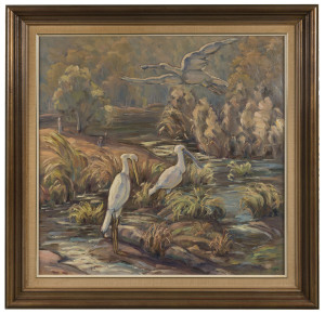 GEORGE J. JONES (1929 - ), Birds of the swampland, oil on board, signed lower right "George J. Jones", ​75 x75cm