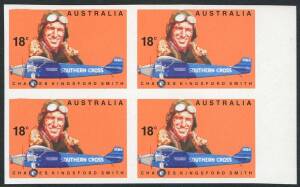 AUSTRALIA: Decimal Issues: 1978 (SG.660a) 18c Kingsford Smith, IMPERFORATE marginal block of 4 with full gum, MUH. [BW:792b].