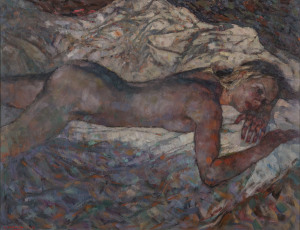 FU HONG (b.1946), Reclining Nude 2008, Oil on canvas, signed and dated 'Fuhong '08' lower left, 122 x 152cm.