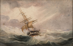 FREDERICK GARLING (1806 - 1873) (The Essex in a gale) watercolour,