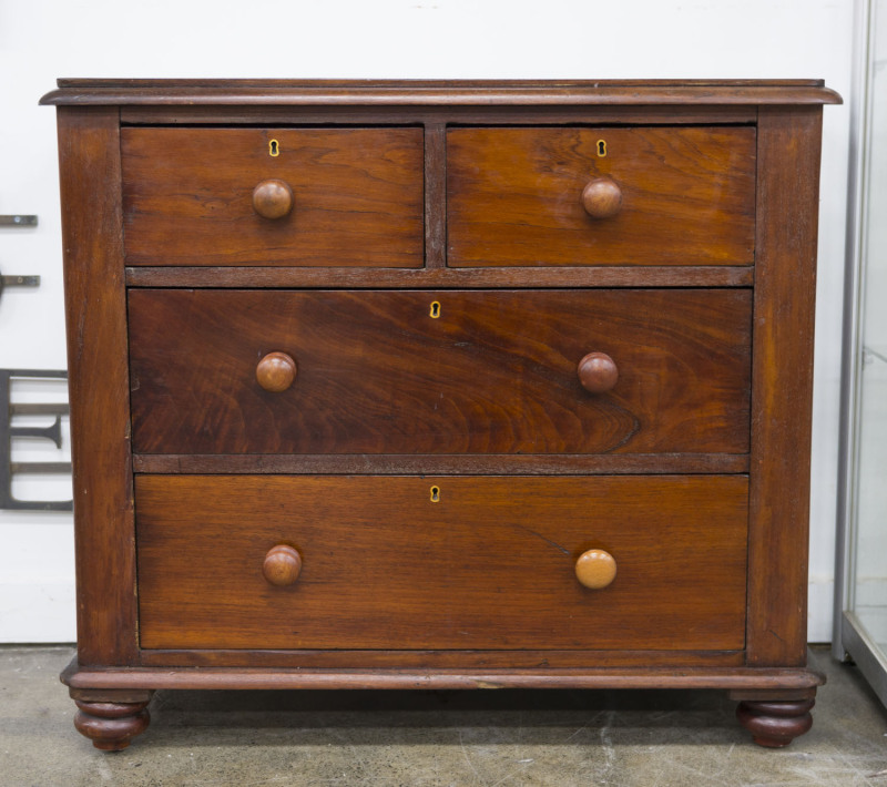 An Australian cedar chest of four drawers, circa 1880, 81cm high, 92cm wide, 42cm deep