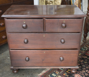 An Australian cedar chest of five drawers, 19th century, ​87cm high, 96cm wide, 54cm deep