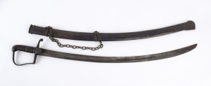An antique cavalry sword in metal scabbard, ​92cm long