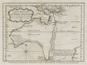 BELLIN, Jacques Nicholas [1703-1772] Carte reduite des terres Australes, Par le Sr. Bellin, Ingr. de la Marine De la Societe Royale de Londres & ca. 1753; 22 x 29.5cm (plate size).