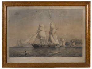 "The Kestrel, R.Y.S.  - The Property of the Late Earl of Yarborough", tinted lithograph, 1847 by Dutton, after a painting by Thomas Goldsworth Robins. Some defects, but in an attractive maple frame. Overall 60 x 80.5cm.