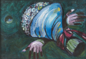 MICHAEL KMIT (1910 - 1981), Homage to Chagall, Oil on board, signed lower right "Kmit", inscribed verso: 26. Homage to Chagall, 36.5 x 53 cm.