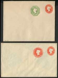 GREAT BRITAIN - Postal Stationery: Envelopes PTPO: 1892 QV group comprising ½d + ½d used (3), and 4d + ½d unused, 1894-1902 4d + ½d (ESC292) 1897 registered use to Berlin (backstamp), plus 1/- + ½d unused (ESC336); good to very fine condition.