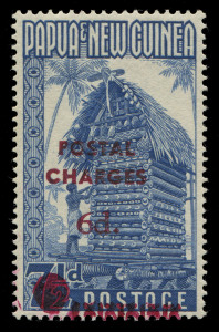PAPUA NEW GUINEA: POSTAGE DUES: 1960 (SG.D1) 6d on 7½d blue, MLH, Cat. £850 (as MUH). Murray Payne Certificate.