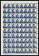AUSTRALIA: Other Pre-Decimals: 1951-53 (SG.251 var.) 7&frac12;d blue KGVI, complete left pane (80), with Imprint on THIN PAPER (measures 0.075mm); BW.257a - $6000. The largest multiple we have recorded.&nbsp;&nbsp;