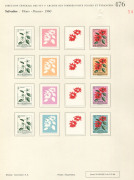 REST OF THE WORLD - Thematics: Flowers & Plants - Proofs: El Salvador 1960 Christmas (Flowers) complete set of imperforate colour separations for the eight standard denominations plus the 40c & 60c that were only issued in miniature sheet format, affixed - 7