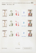 REST OF THE WORLD - Thematics: Beauty & Pageant - Proofs: 1959 Miss Universe Issue: Courvoisiers' original colour trial printings for the 10c Postage, 1.20p Airmail & 5p Express Delivery stamps, all imperforate and affixed to the official Archival album