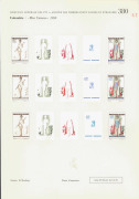 REST OF THE WORLD - Thematics: Beauty & Pageant - Proofs: 1959 Miss Universe Issue: Courvoisiers' original colour trial printings for the 10c Postage, 1.20p Airmail & 5p Express Delivery stamps, all imperforate and affixed to the official Archival album - 2