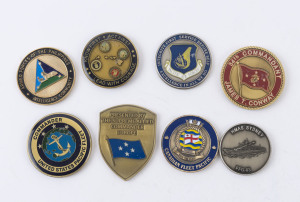 Medallions & Badges: CHALLENGE COINS: 1970s-2000s group with United States (4) incl. "Marine Corp/34th Commandant James T. Conway", "Pacific Fleet/Admiral Patrick Walsh", "Director for Intelligence/US Pacific Command" & "Pacific Air Forces"; others for C