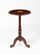 An Australian cedar wine table with butterfly decorated top, 19th century, 74cm high, 46cm diameter PROVENANCE: The Rodney Pemberton Collection - 2