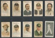 Selection of older cards including 1908 Capstan "Australian and English Cricketers" Re-issued Series with red captions [8/8, cards #66-73] incl. Jack Hobbs & Sydney Barnes, plus a single card from previous 1907 Series (#4, Victor Trumper); miscellaneous c - 2