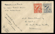NEW GUINEA - Aerophilately & Flight Covers: 21-25 Jan.1933 (AAMC.P54) Bena Bena (Upper Purari River) - Wau - Lae - Salamaua cover, flown and signed by Ray Parer for Pacific Aerial Transport. The time & date of despatch has also been recorded on the cover - 2
