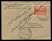 AUSTRALIA: Aerophilately & Flight Covers: 1 Oct.1934 (AAMC.422a) Sydney - Cape York cover, flown, endorsed and signed by the pilot, Sidney Marshall, in his Westland Widgeon III. This was the first leg of the return flight from Australia to Lae via Port M - 2