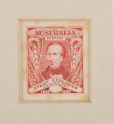 AUSTRALIA: Other Pre-Decimals: 1930 Sturt Die Proof with blank value tablet in the issued colour for the 1½d on wove paper BW #139DP(1) recessed in a thick card mount (83x90mm), label with printed 'DESIGNED DRAWN and ENGRAVED/at the/COMMONWEALTH BANK OF - 4