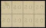 AUSTRALIA: KGV Heads - Small Multiple Watermark Perf 13½ x 12½: 1d Green, perforated OS Plate 1 block of (8) [R49-52/55-58] comprising four Die I-II pairs BW:81(1)ic, one Die 1 unit with a hinge remainder, otherwise unmounted, Cat $2200+.  Provenance: Th - 4