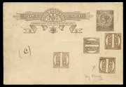 SOUTH AUSTRALIA - Postal Stationery: POSTAL CARDS: 1899-1905 1d dark brown postal card, local Die (with spur at lower R corner), overprinted with an ornate square design in four different shades of brown. Annotations incl. manuscript "(c)' and "try Black - 2