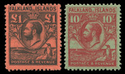 Falkland Islands: KGV DEFINITIVES mint comprising 1912-20 values to 3/-; 1921-28 values to 3/- and the 1929-36 (SG.116-126) ½d - £1 Whale & Penguin set. Cat.£1045+. (21 stamps). - 2