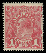 AUSTRALIA: KGV Heads - Single Watermark: 1d Carmine-Red Die 2, WATERMARK INVERTED, fresh MUH. - 3