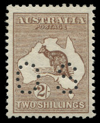 AUSTRALIA: Kangaroos - First Watermark: 2/- Dark Brown, perforated Small OS, very well centred, fine mint, BW:35bb - $2250. SG.O11. - 3