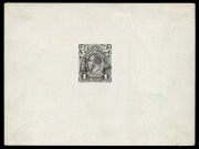 AUSTRALIA: KGV Essays & Proofs: PERKINS BACON DIE PROOFS: State 2 with King's Head on a Line Background, King's nose improved and the hair lightened, on highly glazed thin card (125x94mm) without endorsements on the face, vertical crease well clear of th - 4