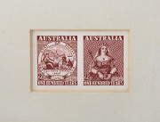 AUSTRALIA: Other Pre-Decimals: SUNKEN DIE PROOFS: 1950 2½d Stamp Centenary se-tenant pair, CBA cachet and numbered "10" on reverse, BW:278/9DP(1), accompanied by PMG's presentation letter (to W.L.Russell) in recognition of his services as a member of the - 2