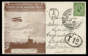 GREAT BRITAIN - Aerophilately & Flight Covers: 12 & 19 Sep. 1911 fourth and fifth day usages of the purple-brown postcards carried via the inaugural British air mail service, and addressed to Sydney and Melbourne respectively; the latter paid at ½d inter - 3