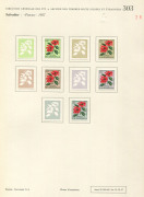 REST OF THE WORLD - Thematics: Flowers & Plants - Proofs: El Salvador 1960 Christmas (Flowers) complete set of imperforate colour separations for the eight standard denominations plus the 40c & 60c that were only issued in miniature sheet format, affixed - 14