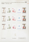 REST OF THE WORLD - Thematics: Beauty & Pageant - Proofs: 1959 Miss Universe Issue: Courvoisiers' original colour trial printings for the 10c Postage, 1.20p Airmail & 5p Express Delivery stamps, all imperforate and affixed to the official Archival album - 3