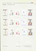 REST OF THE WORLD - Thematics: Beauty & Pageant - Proofs: 1959 Miss Universe Issue: Courvoisiers' original colour trial printings for the 10c Postage, 1.20p Airmail & 5p Express Delivery stamps, all imperforate and affixed to the official Archival album - 4