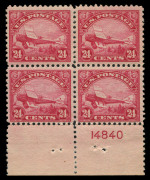 UNITED STATES OF AMERICA: AIRMAILS: 1923 (Scott C4-6) 8c, 16c & 24c issue in fresh blocks of 4; the lower values with 2 MUH/2MLH units; the 24c with lower margin with plate number and completely MUH. (12). A beautifully centred premium quality set. Cat.US - 4