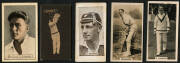 1926-37 cricket cards, noted 1926 Wills (NZ) "English Cricketers" [25]; 1928 Millhoff "Famous Test Cricketers" (standard size) [23/27]; Allens 1932 "Cricketers" [6/36]; 1933 "Cricketers" [3/36]; 1934-35 "Cricketers" [4/36]; 1936-37 "Cricketers" [18/36]. M - 3