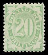 AUSTRALIA: Postage Dues: 1902-04 (SG.D44) 20/- green being an unusually "bright" example of this very rare stamp; well centred, fresh MLH, Cat. £4250 (BW:D45 - Cat $6500). Exceptional example.  - 2