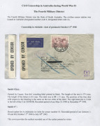 AUSTRALIA: Postal History - World War II - Civil Censorship: THE FOURTH MILITARY DISTRICT - SOUTH AUSTRALIA: A well annotated study on pages comprising of 12 covers mailed between July 1940 and April 1944 which illustrate the various resealing labels, bo - 3