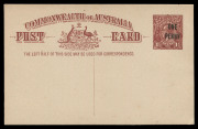 AUSTRALIA: Postal Stationery: Postal Cards: 1923 'ONE/PENNY' on 1&frac12;d Red-Brown (#P52), fine unused overall, BW:P58 - Cat. $500.