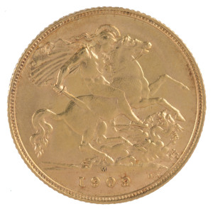 Coins - Australia: Sovereigns: MELBOURNE MINT: King Edward VII, 1909 Half Sovereign, F/VF.