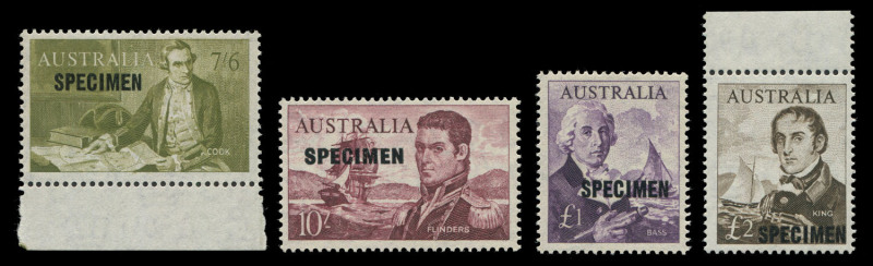 AUSTRALIA: Other Pre-Decimals: 1963-65 (SG.357s-360s) Navigator SPECIMEN set, (4) superb unmounted; the 10/- & £1 on cream paper.