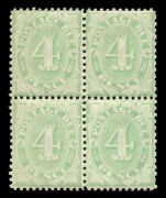 AUSTRALIA: Postage Dues: 1906-08 (SG.D49) Wmk Crown/A 4d Green block of 4, lower-left & upper-right units with 'EN' of 'PENCE' joined, fresh MUH, Cat &pound;280++.
