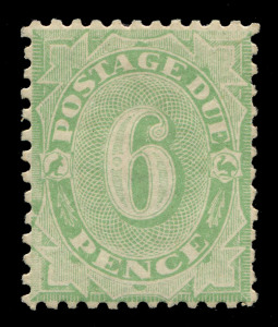 AUSTRALIA: Postage Dues: 1907 (SG.D57) Wmk Crown/A 6d Dull Green, MLH. Fresh example, Cat. £325.