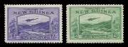 NEW GUINEA: 1935 (SG.204-05) Bulolo Air &pound;2 bright violet & &pound;5 emerald-green, strong colours; unmounted - Cat &pound;1100 (as mounted).