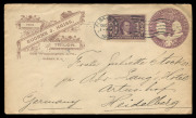 UNITED STATES OF AMERICA - Postal History: ADVERTISING COVERS: 1886 - 1906 group of uprated 2c Envelopes, all used to German addressees for Eugene J. Haiss, Tailor of Albany, N.Y.; Relay Manufacturing Co. (Bicycles) of Reading PA and Jacob Dold & Son (Po - 4