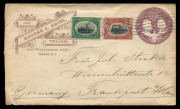 UNITED STATES OF AMERICA - Postal History: ADVERTISING COVERS: 1886 - 1906 group of uprated 2c Envelopes, all used to German addressees for Eugene J. Haiss, Tailor of Albany, N.Y.; Relay Manufacturing Co. (Bicycles) of Reading PA and Jacob Dold & Son (Po - 5