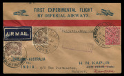 INDIA - Aerophilately & Flight Covers: THE FIRST EXPERIMENTAL AIRMAIL FROM ENGLAND TO & FROM AUSTRALIA: A collection of 5 different intermediates comprising of: Calcutta to Rangoon (13-15 April); Allahabad to Calcutta (13 - 14 April); New Delhi to Calcut - 5