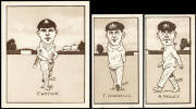 1926 R.& J.Hill (Sunripe Cigarettes) "Caricatures of Famous Cricketers", standard size [50] & large size [50]. Mainly G/VG.