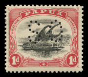 PAPUA: OFFICIALS: 1908-10 (SG.O15) Wmk Crown/A (Sideways) Small 'PAPUA' 1d P.11, 'OS' puncture INVERTED, fine mint, Cat &pound;110 as a normal stamp.
